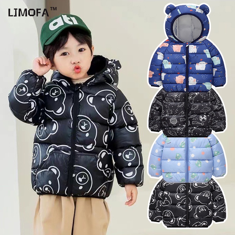 LJMOFA  Áo Khoác Dày Có Khóa Kéo In Hình Hoạt Hình Dễ Thương Cho Bé Trai 2-7 Tuổi