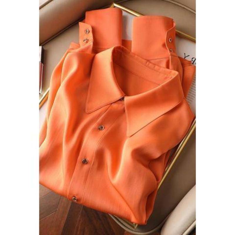Áo Sơ Mi Nữ Tay Dài Dáng Rộng Giả Lụa Cao Cấp Phong Cách Mới