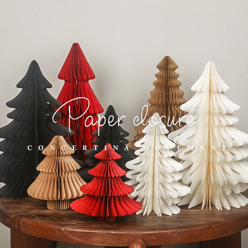 Paper Christmas tree ornaments Christmas pendants shopping mall window holiday background decorations gold powder high-end paper art