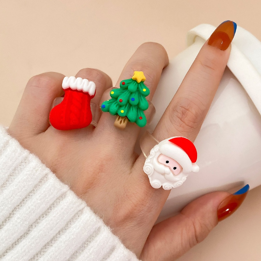 Hàng Có Sẵn Nhẫn resin Hình Ông Già Noel Hoạt Hình Dễ Thương Thời Trang Làm Quà Giáng Sinh Cho Cặp Đôi Có Sẵn