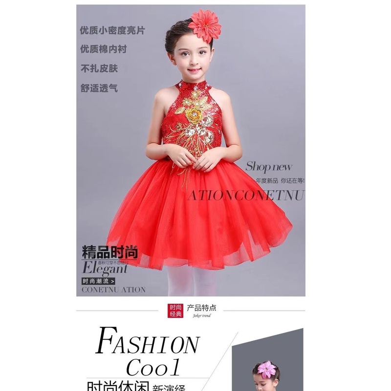 Đầm Biểu Diễn Múa pettiskirt Đính Kim Sa Lấp Lánh Cho Bé Gái