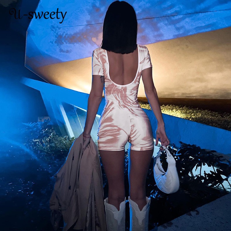 U-sweety Jumpsuit Tay Ngắn Hở Lưng Thời Trang Tập yoga 2023 Cho Nữ