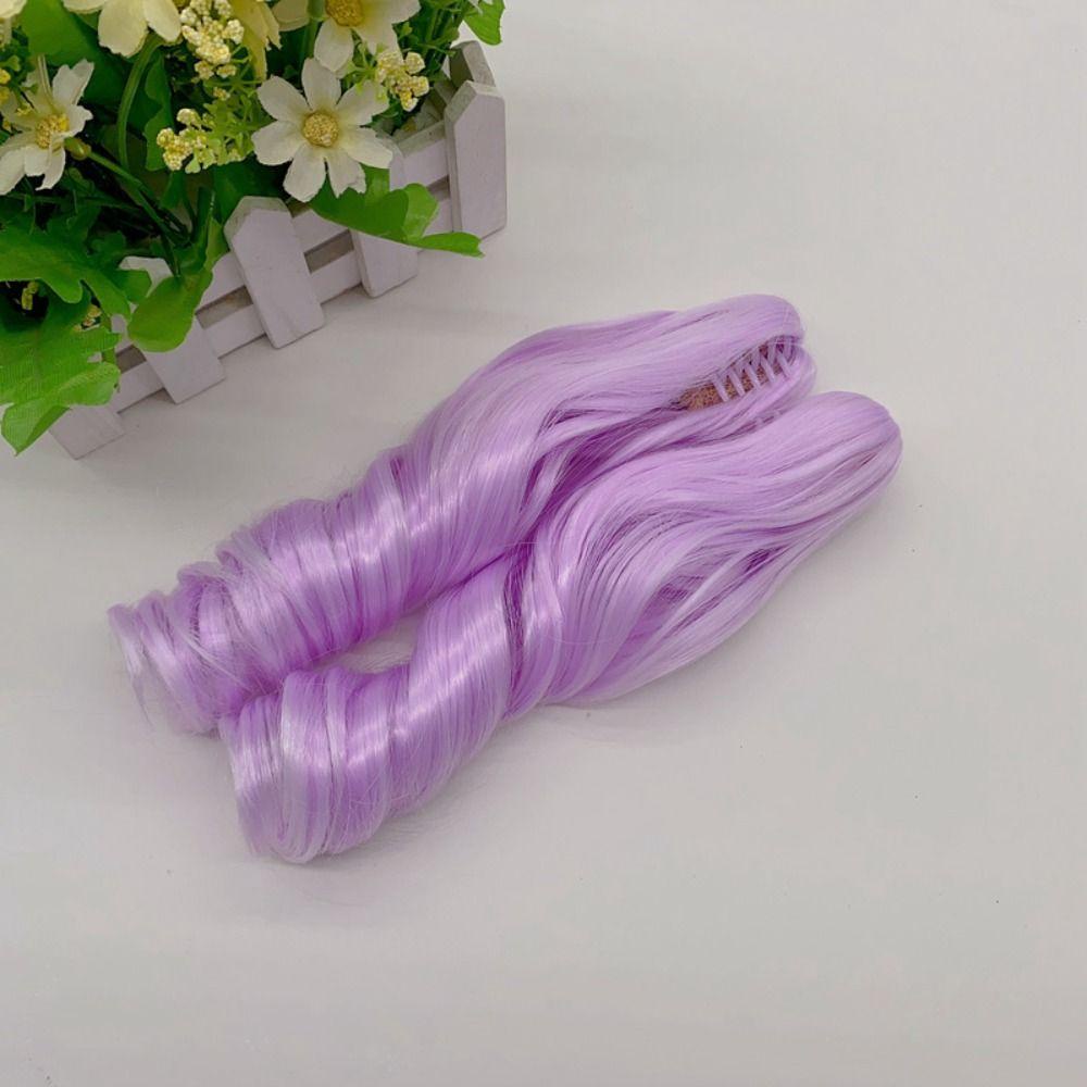 1PC kẹp tóc xoăn dài Ponytail cho tóc giả búp bê bông 20cm Màu hồng tím 20cm Ngôi sao thần tượng búp bê nắm bắt tóc giả sợi hóa học