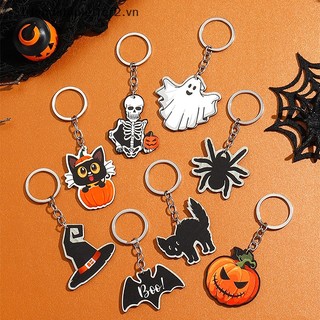 Móc khóa trang trí ba lô / túi xách hình bộ xương / dơi / mèo / nhện bí ngô halloween
