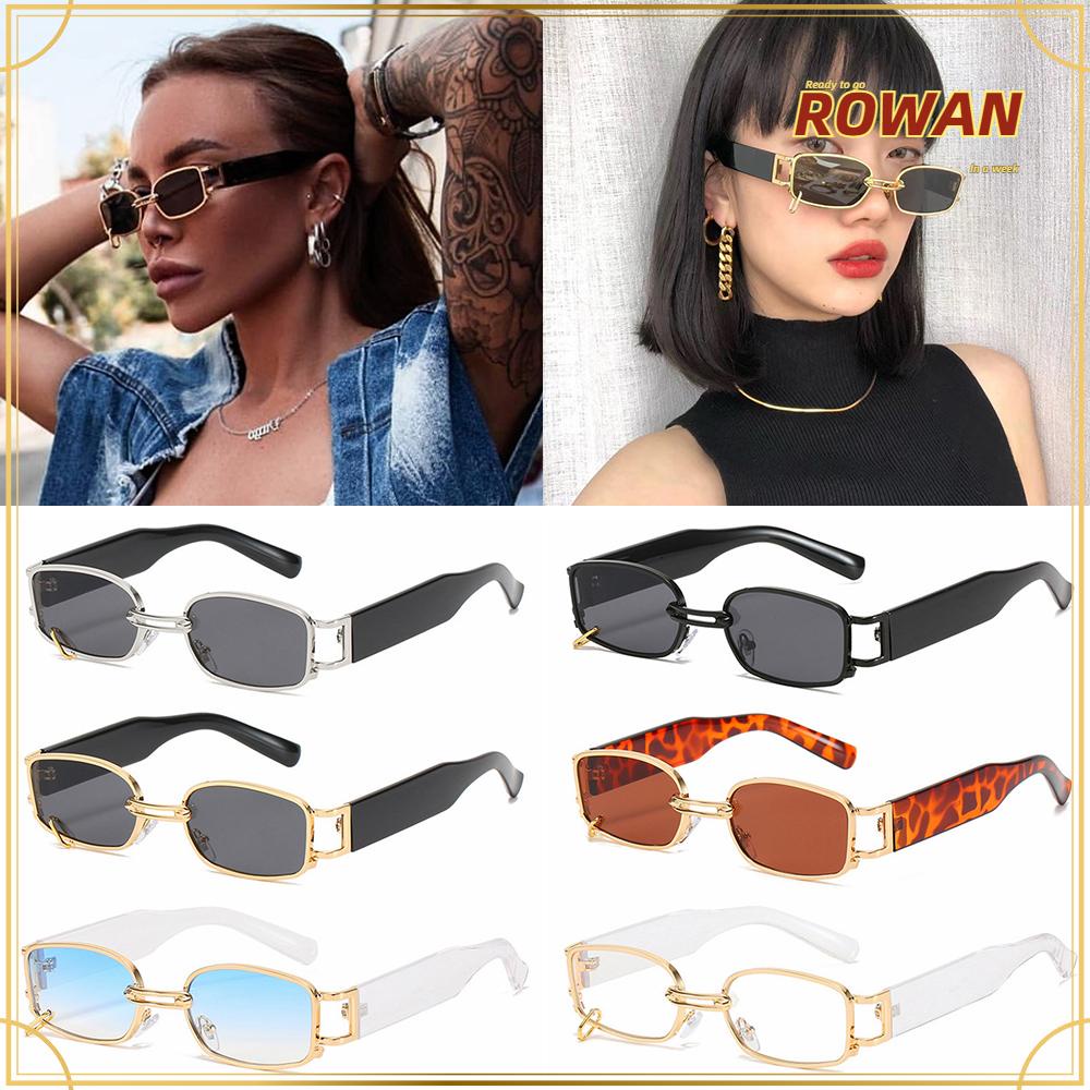 ❈Rowan❈ Kính Mát Chống Tia UV400 Gọng Kim Loại Hình Chữ Nhật Phong Cách Cổ Điển Thời Trang Cho Nữ