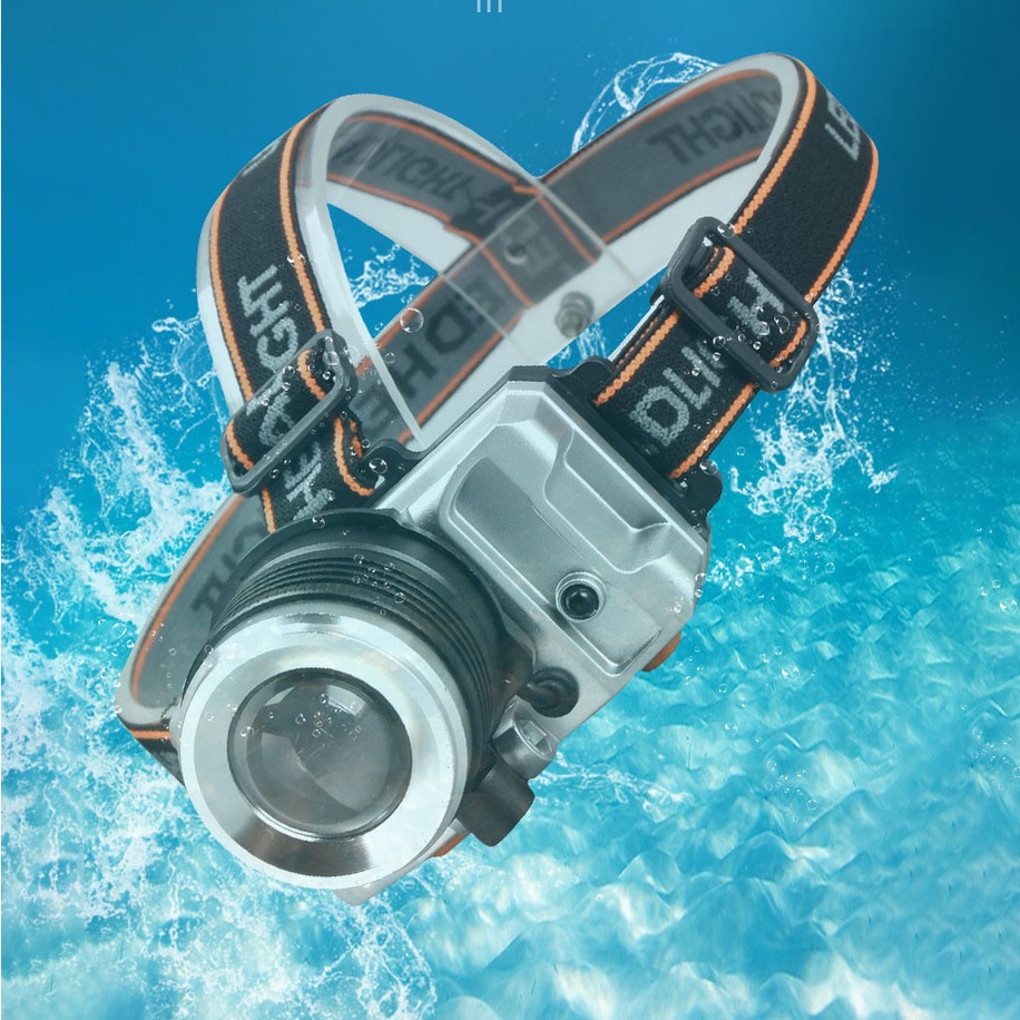 Đèn pin đội đầu 1 bóng siêu sáng chiếu xa 200m chống thấm nước 3 chế độ sáng có zoom xa gần đèn pin đeo trán đèn đội đầu