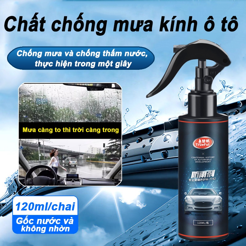 Chai xịt kính chống bám nước mưa - Nano xịt kính chống nước mưa thương hiệu trueful 120ml
