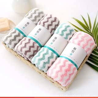Khăn mặt lông cừu xuất hàn vân kẻ sọc chất liệu vải bông mềm mịn siêu hút nước không xù lông không phai màu kt 30x 50 cm