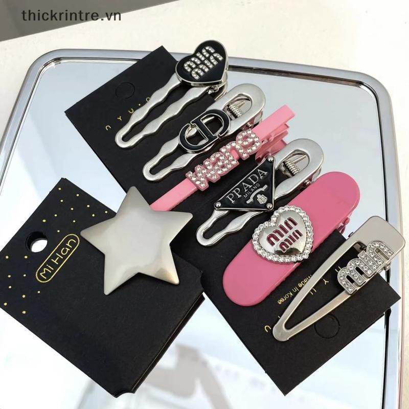 Set 7 Kẹp Tóc Kim Loại Hình Ngôi Sao / Trái Tim Xinh Xắn y2k vn