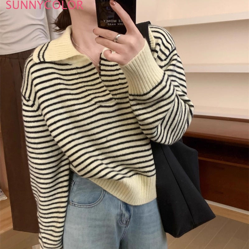 SUNNYCOLOR Áo Len áo khoác cardigan Thể thao INS hàn quốc thời trang WMY23A0OB2 43Z231024
