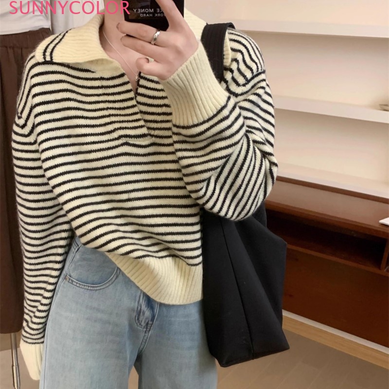 SUNNYCOLOR Áo Len áo khoác cardigan Thể thao INS hàn quốc thời trang WMY23A0OB2 43Z231024
