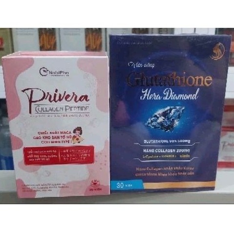 Combo Glutathione- privera (trắng da, nội tiết tốt )