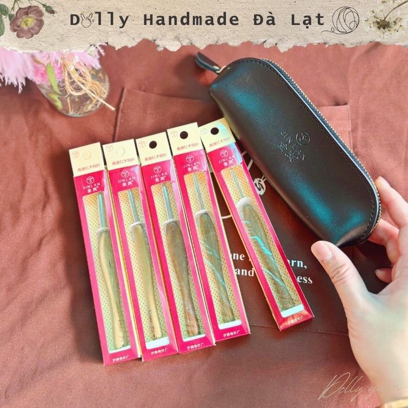 Kim móc Jinlan gỗ đàn hương xanh - Dolly Handmae Đà Lạt (kim móc len, kim chính hãng)