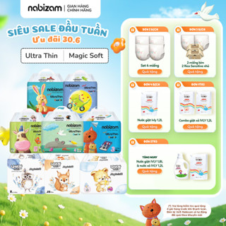 Combo 4 Bịch Tã/Bỉm Cho Bé NABIZAM Êm Mỏng Chống Hăm Đủ Size Cho Bé Từ 3kg Đến 25kg, 20-50 Miếng/Bịch