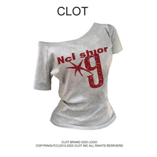 áo chễ vai nữ xám xinh bigsize fashion vintage mùa hè CLOT áo thun local brand
