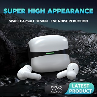 Tai nghe không gian X6 Âm thanh nổi HiFi iPX5 Mic tích hợp chống nước, Thiết kế viên nang không gian, Tai nghe giảm tiếng ồn cho IOS Android