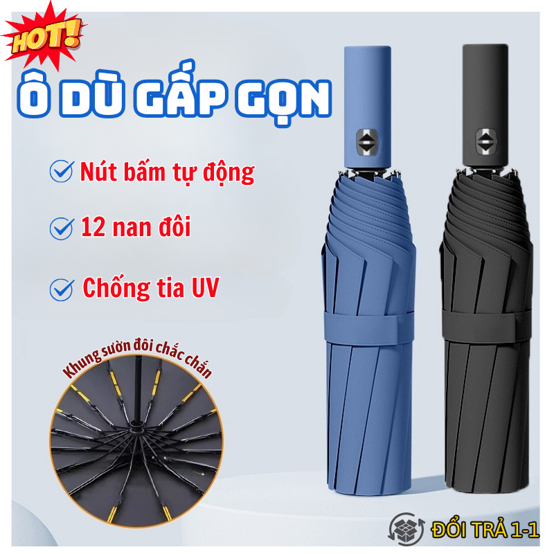 Dù Gấp Tự Động 2 Chiều Lily's Decor House Ô Gấp Gọn 20 Sường Che Mưa Chống Thấm Tia Nắng UV Cực Tốt