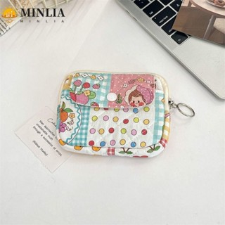 Ví đựng tiền xu hoa MINLIA, Túi đựng son môi trang điểm nhỏ phong cách Hàn Quốc đa năng, Túi đựng thẻ Kawaii in hoạt hình ngọt ngào Túi lưu trữ vải Mini dành cho nữ / bé gái