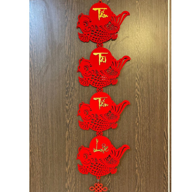 Dây treo nhung đỏ TL15 liễn cá chép trang trí tết
