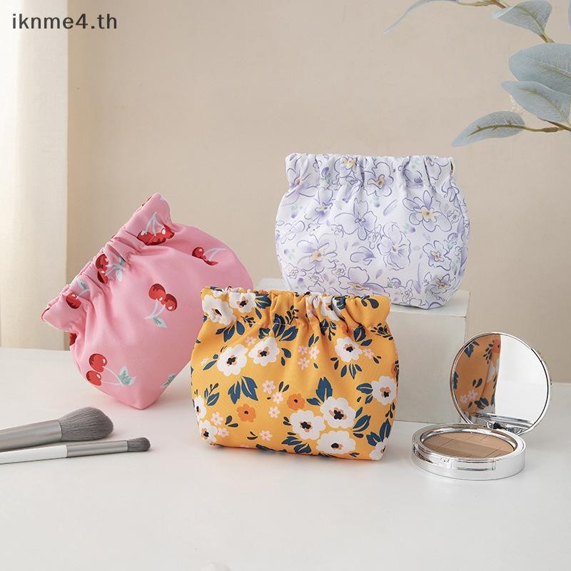 [ikn] Túi đựng mỹ phẩm bỏ túi bằng vải Oxford Túi tự đóng đàn hồi Ví đựng tiền xu để trang điểm Son 