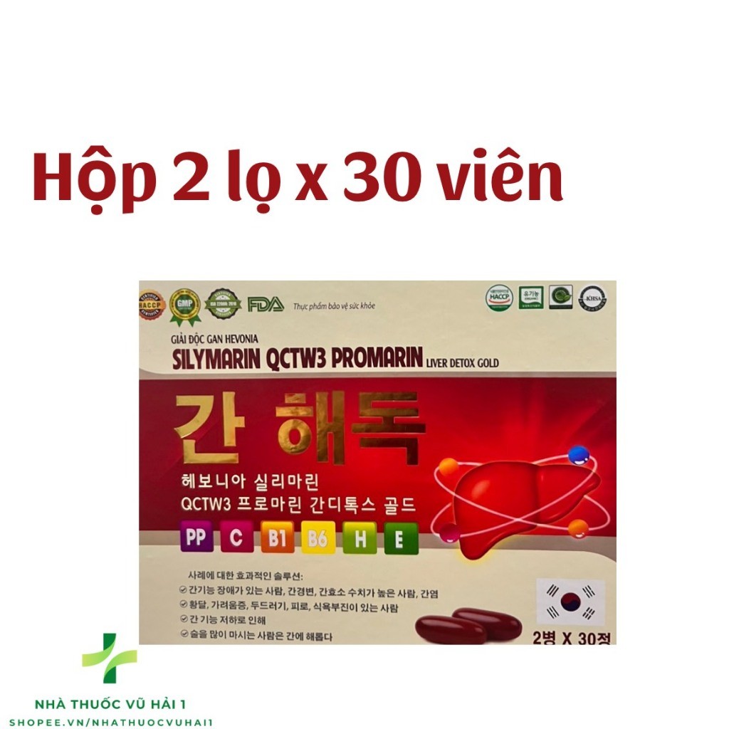 [Set 2 lọ ] Viên Uống Giải Độc Gan Hàn Quốc Hevonia Silymarin Giúp Hạ Men Gan, Thải Độc Gan