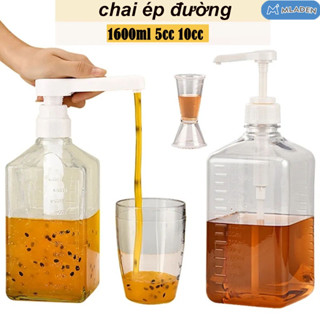 【MLADEN 1600ml Bình Bơm Đựng Xịt Siro Bằng Nhựa Cao Cấp Có Vòi Pump Định Lượng(kèm Cả Vòi Bơm)