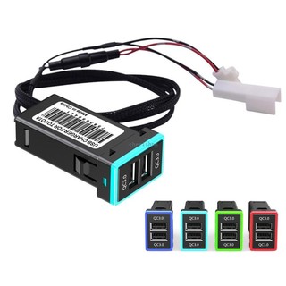 Ch * [SẴN SÀNG] QC3 0 5V 3A 9V 2A Ổ cắm nguồn USB kép Sạc nhanh Bộ sạc xe hơi Bộ chuyển đổi USB cho điện thoại thông minh GPS C