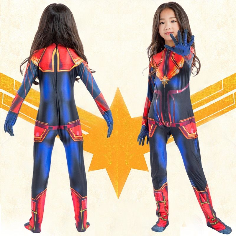 Halloween Marvel Nữ Phiên Bản Phim Captain Marvel Trẻ Em cosplay Body Trang Phục Hóa Trang