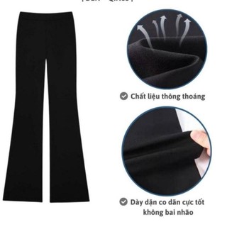 Quần ống loe legging lưng cao - Quần ống loe công sở đi học co dãn form xinh tôn dáng màu Đen