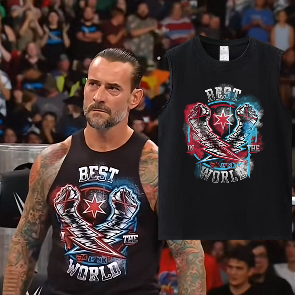 Tốt NHẤT THẾ GIỚI CM Punk Punk Áo thun không tay nam cổ tròn chữ thường ngày 100% Cotton cao cấp hàn