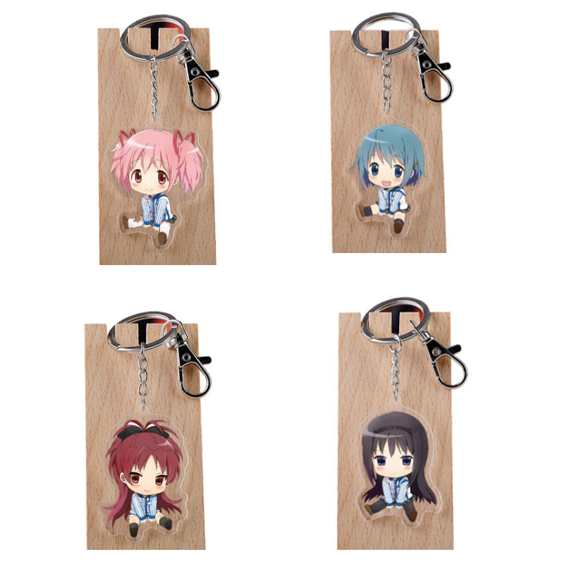 Kawaii Anime Puella Magi Madoka Magica Cosplay Keychain Kaname Madoka Cute Figure Pendant Key Chain 