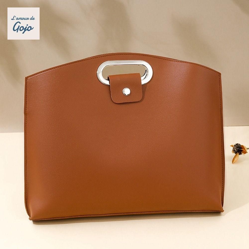 Túi Tote tài liệu văn phòng GOJO, Túi đựng máy tính xách tay màu trơn, Túi xách công suất lớn thanh lịch PU Cặp đôi nữ