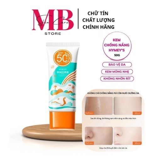 Kem Chống Nắng HYMEY’S SPF50+ 50g Chống Tia UV, Không Gây Nhờn Dính, Bảo Vệ Da Mùa Hè, Căng Bóng Tự 