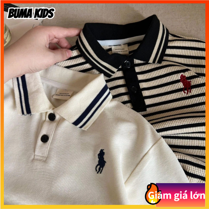 BUMA KIDS🔥Áo sơ mi polo sọc trẻ em , áo thun sọc bé trai