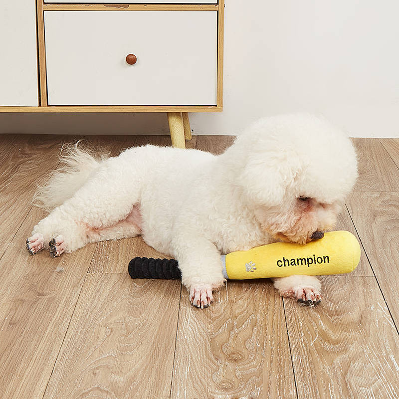 New Dog Plush Toy Pet Cute Voice Baseball Bat Dog Cat Puzzle Decompression Molar Bite yCFg