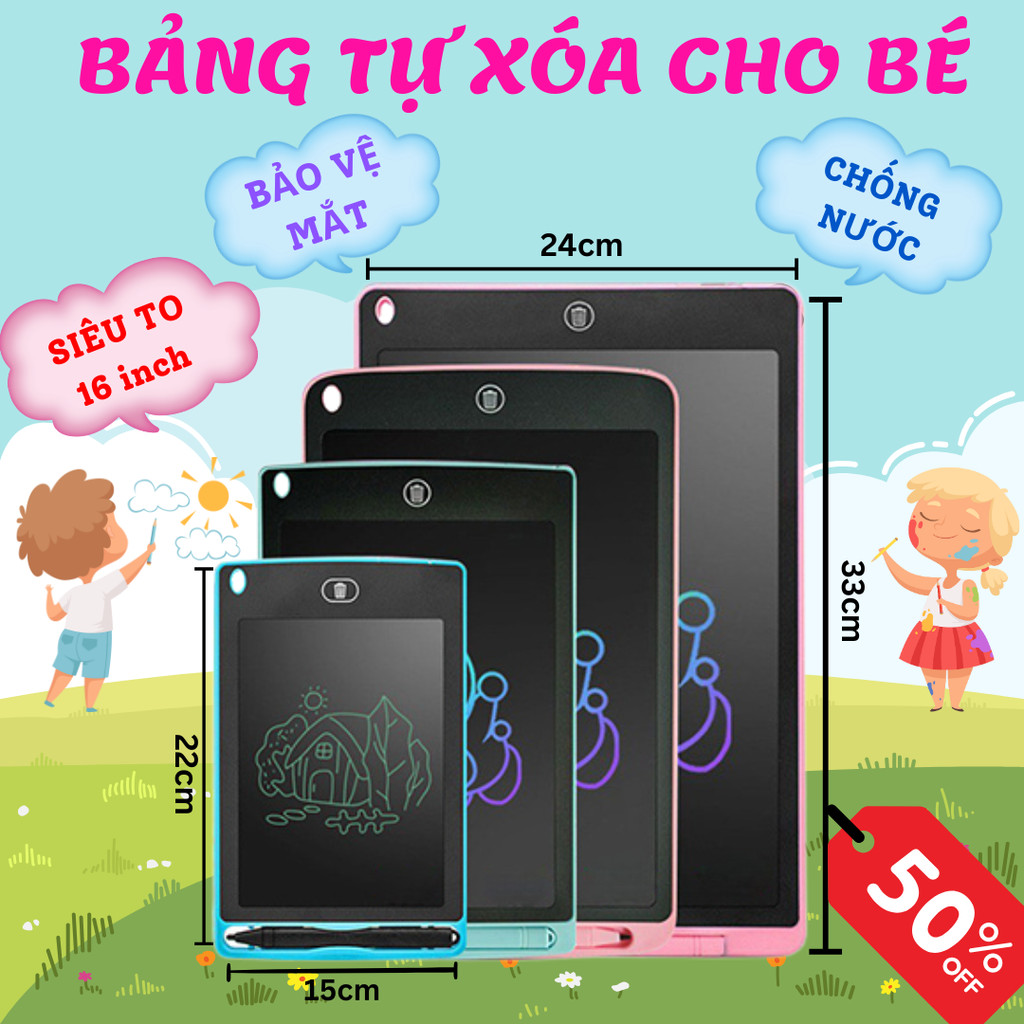 [MÀU ĐA SẮC] Bảng Vẽ Điện Tử Thông Minh Tự Xóa LCD - SIÊU TO KHỔNG LỒ - Đồ Chơi Giáo Dục Tư Duy Sáng Tạo An Toàn Cho Bé