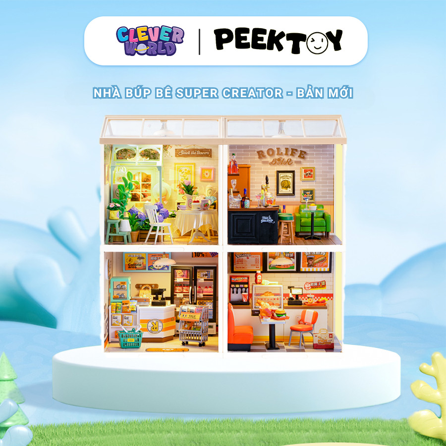 [BẢN MỚI] Nhà Búp Bê Bằng Nhựa Robotime Rolife Super Creator, Mô Hình Lắp Ráp Nhà Clever Box (Bản Tr