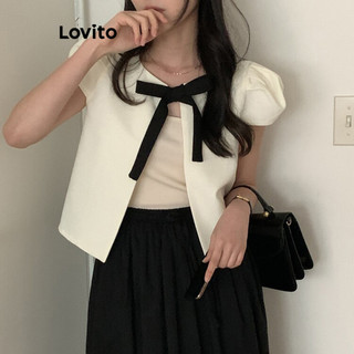 Áo kiểu Lovito thắt nơ màu trơn phong cách thường ngày cho nữ LNE63298
