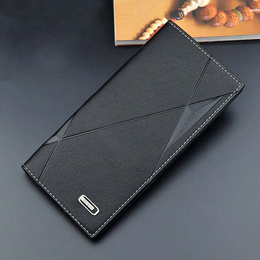Men's Wallet Men's Long Type Wallet Men's Youth Thin Soft Leather Wallet Multiple Card Slots Large C