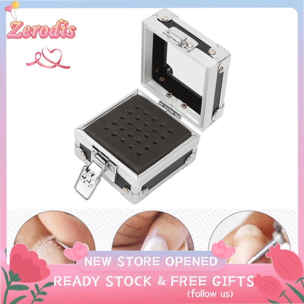 Zerodis Hộp đựng mũi khoan móng tay 25 lỗ Thiết kế khóa vỏ sò trong suốt Dustp L2S