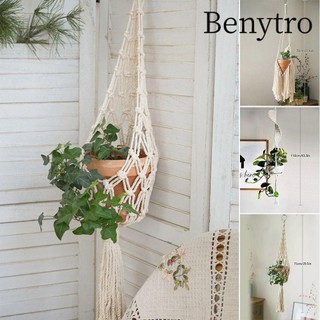 Benytro Macrame Móc treo cây, cho phòng khách trong nhà Ban công Dây bông màu be treo cây trồng, Giá đỡ chậu cây trong vườn Trang trí dây Giỏ treo thủ công