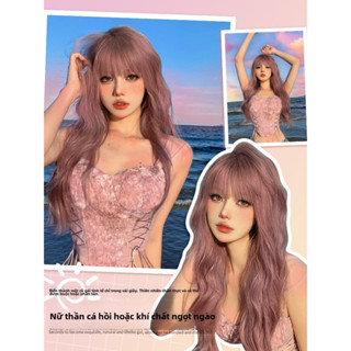 Phong Cách Hàn Quốc Tự Nhiên Mặc Hàng Ngày Tóc Giả Nữ Tóc Dài Tự Nhiên Bộ Tóc Giả Retro Trứng Cuộn Lông Tơ Dài Xoăn Tóc Mô Phỏng Tóc Con Người Full Mũ Phong Cách