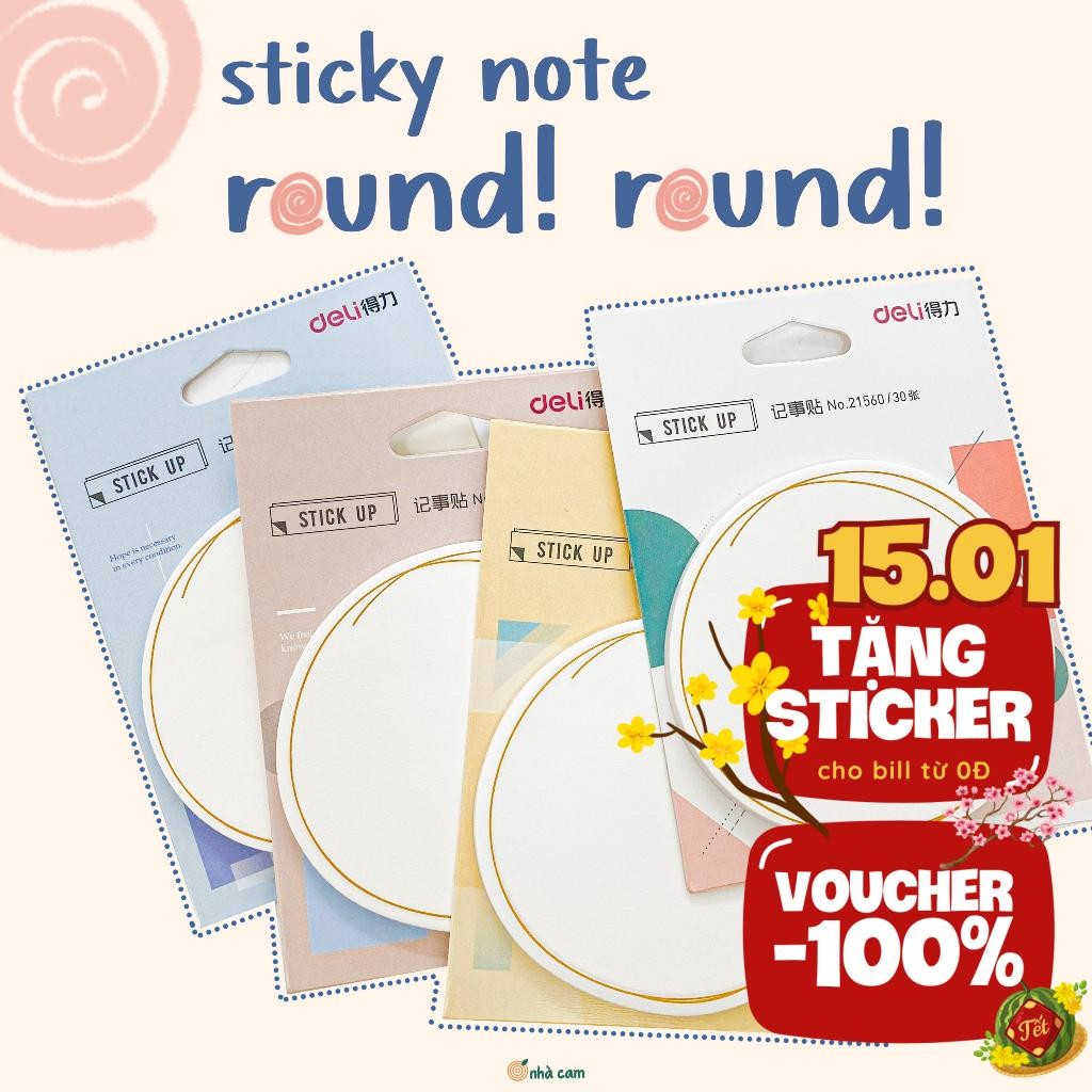 Giấy Sticky Note Tròn Deli Nhà Cam