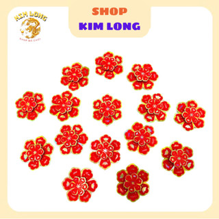 Sét hoa đỏ / Hoa mai vàng in CHÚC MỪNG NĂM MỚI ánh kim 3D bằng giấy dán tường - dán kiếng phụ kiện decor trang trí tết