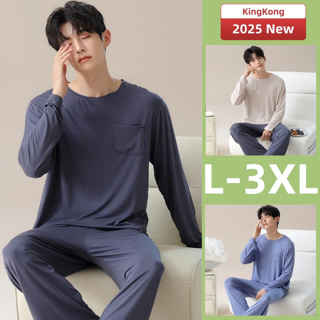 Bộ Đồ Ngủ Nam Modal Bộ Đồ Ngủ Mùa Xuân Thu Dài Tay Đồ Ngủ Người Cotton Màu Đơn Giản Phong Cách Loungewear