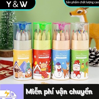 Bút chì màu vẽ tranh, bộ 12 cây với 12 màu sắc, kèm theo gọt bút chì (4 kiểu dáng giao hàng ngẫu nhiên).