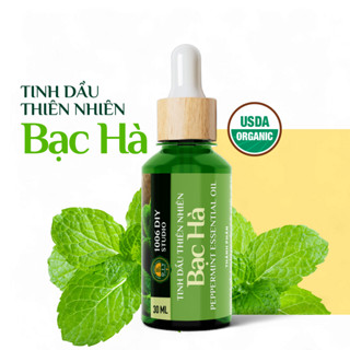 Tinh Dầu Bạc Hà Hữu Cơ Nguyên Chất 100% Organic Khử Mùi, Thơm Phòng, Hỗ Trợ Hô Hấp