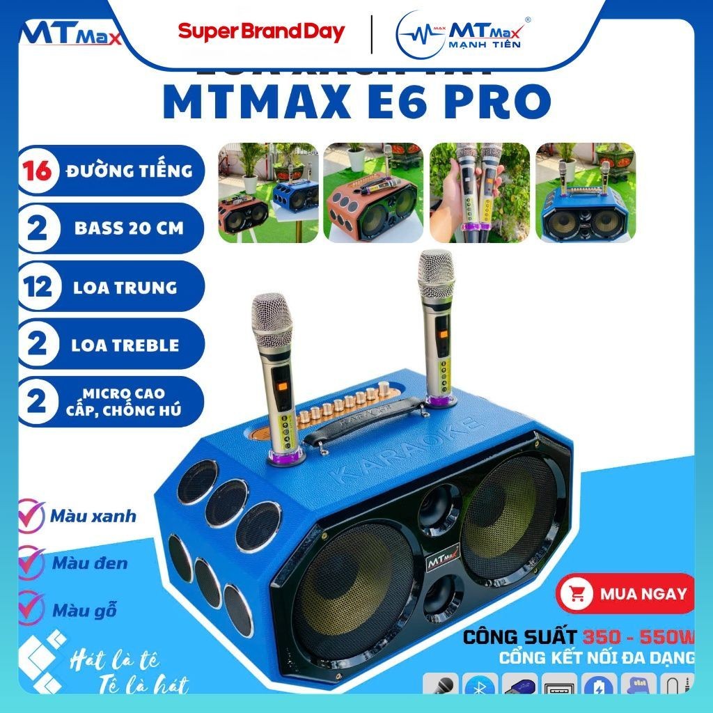 Loa Xách Tay Karaoke MTMAX E6 Pro 16 Loa bass 20 âm thanh sắc nét hát và nghe nhạc âm thanh cực hay