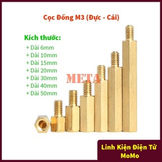 Cọc đồng M3 Đực - Cái dài 6mm, 10mm, 15mm, 20mm, 30mm, 40mm, 50mm