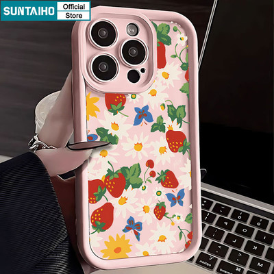 Ốp Điện Thoại Suntaiho Họa Tiết Dâu Hoa Dễ Thương Silicon Mềm Cao Cấp Chống Sốc Cho iPhone 11 12 13 14 15 16 Pro Max IP 7 8 Plus Iphon X XS XR Xs max